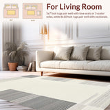 Ultra Soft Area Rug, Non Slip, Stain Resistant, Washable Area Rugs for Living Room, Bedroom, Tranquil Modern Organic Patterns(White)