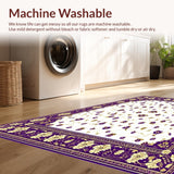 Ultra Soft Area Rug, Non Slip, Stain Resistant, Washable Area Rugs for Living Room, Bedroom, Fluffy Rectangle Abstract Floral Motifs(Purple)