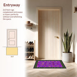Ultra Soft Area Rug, Non Slip, Stain Resistant, Washable Area Rugs for Living Room, Bedroom, Chic Green Medallion Design(Purple)