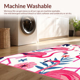 Ultra Soft Area Rug, Non Slip, Stain Resistant, Washable Area Rugs for Living Room, Bedroom, Rustic Textured Tropical Artistry(Pink)
