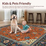 Ultra Soft Area Rug, Non Slip, Stain Resistant, Washable Area Rugs for Living Room, Bedroom, Vibrant High-Low Textured Motif(Orange)