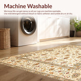 Ultra Soft Area Rug, Non Slip, Stain Resistant, Washable Area Rugs for Living Room, Bedroom, Chic Area with Abstract Animal and Elegant Floral Accents(Beige)