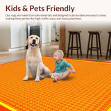 Ultra Soft Area Rug, Non Slip, Stain Resistant, Washable Area Rugs for Living Room, Bedroom, Joyful Irregular Shape Kids Decor(Orange)