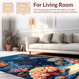 Ultra Soft Area Rug, Non Slip, Stain Resistant, Washable Area Rugs for Living Room, Bedroom, Chic Modern Striped Texture(Blue)