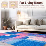 Ultra Soft Area Rug, Non Slip, Stain Resistant, Washable Area Rugs for Living Room, Bedroom, Chic Abstract Brushstroke Arrangement(Blue)