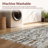 Ultra Soft Area Rug, Non Slip, Stain Resistant, Washable Area Rugs for Living Room, Bedroom, Non Slip Small Indoor Entrance with Vintage Style Print(Gray)