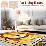 Ultra Soft Area Rug, Non Slip, Stain Resistant, Washable Area Rugs for Living Room, Bedroom, Playful Animal Print Decor(Gold)