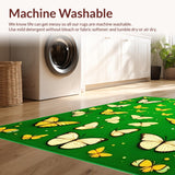 Ultra Soft Area Rug, Non Slip, Stain Resistant, Washable Area Rugs for Living Room, Bedroom, Contemporary Leafy Insect Illustrations(Green)