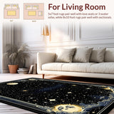 Ultra Soft Area Rug, Non Slip, Stain Resistant, Washable Area Rugs for Living Room, Bedroom, Haunting Star-Dusted Minimalism(Black)