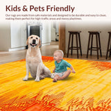 Ultra Soft Area Rug, Non Slip, Stain Resistant, Washable Area Rugs for Living Room, Bedroom, Radiant Colorful Sun Illustration(Yellow)