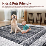 Ultra Soft Area Rug, Non Slip, Stain Resistant, Washable Area Rugs for Living Room, Bedroom, Striking Black White Doormat: Geometric Farmhouse Welcome Rug(Gray)