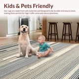 Ultra Soft Area Rug, Non Slip, Stain Resistant, Washable Area Rugs for Living Room, Bedroom, Timeless Elegant Textured Lines(Beige)