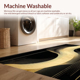Ultra Soft Area Rug, Non Slip, Stain Resistant, Washable Area Rugs for Living Room, Bedroom, Modern Black Geometric Pattern(Gold)
