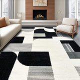 Ultra Soft Area Rug, Non Slip, Stain Resistant, Washable Area Rugs for Living Room, Bedroom, Contemporary Handmade Wool Bedroom Rug for Minimalist Aesthetic(Black)