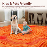 Ultra Soft Area Rug, Non Slip, Stain Resistant, Washable Area Rugs for Living Room, Bedroom, Dynamic Color Burst Contemporary Flair(Orange)