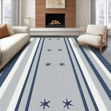 Ultra Soft Area Rug, Non Slip, Stain Resistant, Washable Area Rugs for Living Room, Bedroom, Nautical Blue Striped Elegance(Gray)