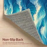 Ultra Soft Area Rug, Non Slip, Stain Resistant, Washable Area Rugs for Living Room, Bedroom, Coastal Ocean Wave Blue Nursery Washable Rug(Blue)