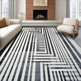 Ultra Soft Area Rug, Non Slip, Stain Resistant, Washable Area Rugs for Living Room, Bedroom, Contemporary Black and White Patterned Area Rug for Modern Patios(Black)