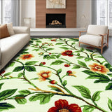 Ultra Soft Area Rug, Non Slip, Stain Resistant, Washable Area Rugs for Living Room, Bedroom, Lush Verdant Floral Motif(Beige)