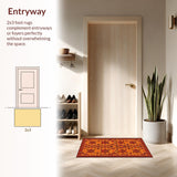 Ultra Soft Area Rug, Non Slip, Stain Resistant, Washable Area Rugs for Living Room, Bedroom, Contemporary Graphic Wildlife Art(Orange)