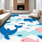 Ultra Soft Area Rug, Non Slip, Stain Resistant, Washable Area Rugs for Living Room, Bedroom, Adorable Sea Animal Decor Theme(Blue)