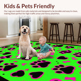 Ultra Soft Area Rug, Non Slip, Stain Resistant, Washable Area Rugs for Living Room, Bedroom, Whimsical Puppy Bone Patterned Accent(Green)