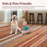 Ultra Soft Area Rug, Non Slip, Stain Resistant, Washable Area Rugs for Living Room, Bedroom, Chic Cozy Striped Canvas(Orange)