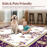 Ultra Soft Area Rug, Non Slip, Stain Resistant, Washable Area Rugs for Living Room, Bedroom, Abstract Loom Floral Area(White)