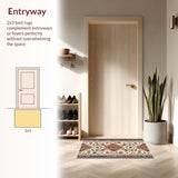 Ultra Soft Area Rug, Non Slip, Stain Resistant, Washable Area Rugs for Living Room, Bedroom, Boho Cream Multi High Traffic Living Room Rug(White)
