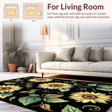 Ultra Soft Area Rug, Non Slip, Stain Resistant, Washable Area Rugs for Living Room, Bedroom, Contemporary Black and Gold Theme(Gold)