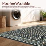 Ultra Soft Area Rug, Non Slip, Stain Resistant, Washable Area Rugs for Living Room, Bedroom, Trendy Neutral Toned Diamond Pattern(Blue)