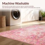 Ultra Soft Area Rug, Non Slip, Stain Resistant, Washable Area Rugs for Living Room, Bedroom, Romantic Vintage Rose Aesthetic(Pink)