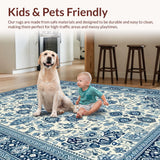 Ultra Soft Area Rug, Non Slip, Stain Resistant, Washable Area Rugs for Living Room, Bedroom, Colorful Urban Symmetrical Elements(White)