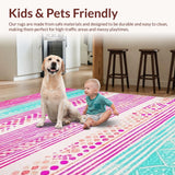 Ultra Soft Area Rug, Non Slip, Stain Resistant, Washable Area Rugs for Living Room, Bedroom, Lively Spring Bloom Aesthetic(Pink)