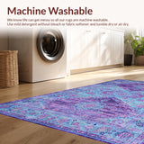 Ultra Soft Area Rug, Non Slip, Stain Resistant, Washable Area Rugs for Living Room, Bedroom, Elegant Violet Tiled Pattern(Blue)