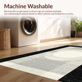 Ultra Soft Area Rug, Non Slip, Stain Resistant, Washable Area Rugs for Living Room, Bedroom, Outdoor Entry Stripe Rug Chic Layered Porch Accent Welcome Mat Design(Black)