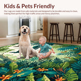 Ultra Soft Area Rug, Non Slip, Stain Resistant, Washable Area Rugs for Living Room, Bedroom, Earthy Neutral Jungle Aesthetic(Green)
