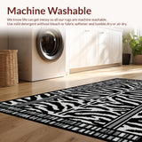 Ultra Soft Area Rug, Non Slip, Stain Resistant, Washable Area Rugs for Living Room, Bedroom, Funky Monochrome Animal Motif(Black)