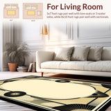 Athens Art Deco Area Geometric Border Black And Beige Tone(Beige)