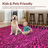 Ultra Soft Area Rug, Non Slip, Stain Resistant, Washable Area Rugs for Living Room, Bedroom, Chic Pink Leopard Aesthetic(Pink)