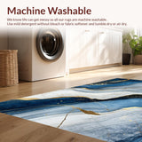 Ultra Soft Area Rug, Non Slip, Stain Resistant, Washable Area Rugs for Living Room, Bedroom, Trendy Minimalist Marble Effect(Blue)