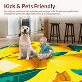 Ultra Soft Area Rug, Non Slip, Stain Resistant, Washable Area Rugs for Living Room, Bedroom, Playful Bright Yellow Whimsy(Yellow)