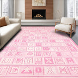Ultra Soft Area Rug, Non Slip, Stain Resistant, Washable Area Rugs for Living Room, Bedroom, Charming Circular Educational Motif(Pink)