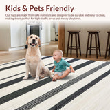 Braided Stripe Black White Farmhouse Style Reversible(Beige)