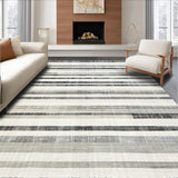 Ultra Soft Area Rug, Non Slip, Stain Resistant, Washable Area Rugs for Living Room, Bedroom, Black & White Striped Rug: Modern Handwoven Design(Gray)