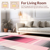 Ultra Soft Area Rug, Non Slip, Stain Resistant, Washable Area Rugs for Living Room, Bedroom, Dynamic Modern Artful Color Fusion(Pink)