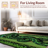 Ultra Soft Area Rug, Non Slip, Stain Resistant, Washable Area Rugs for Living Room, Bedroom, Cool Printed Bedroom Carpet for Minimalist Aesthetic(Green)