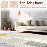 Ultra Soft Area Rug, Non Slip, Stain Resistant, Washable Area Rugs for Living Room, Bedroom, Sleek Modern Curved Texture(Gray)