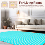 Ultra Soft Area Rug, Non Slip, Stain Resistant, Washable Area Rugs for Living Room, Bedroom, Aqua White Farmhouse Chic Area Rug Geometric Diamond Pattern Patio Carpet(Blue)