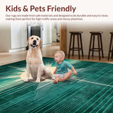 Ultra Soft Area Rug, Non Slip, Stain Resistant, Washable Area Rugs for Living Room, Bedroom, Rustic Sunburst Geometric Aesthetic(Blue)